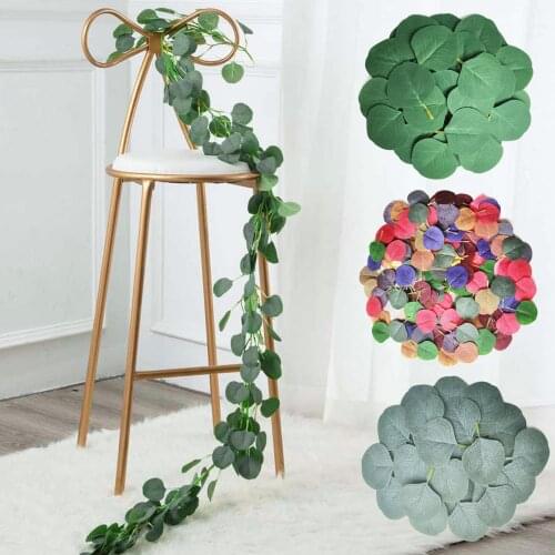 100pcs Artificial Eucalyptus Leaves Bulk Fake Green Leaves for DIY Wreath Garland Wedding Home Party Decorations