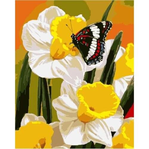 GATYZTORY Framless Flower Painting By Numbers For Adults Handpainted 40x50cm Framed Oil Picture by numbers Home Decors