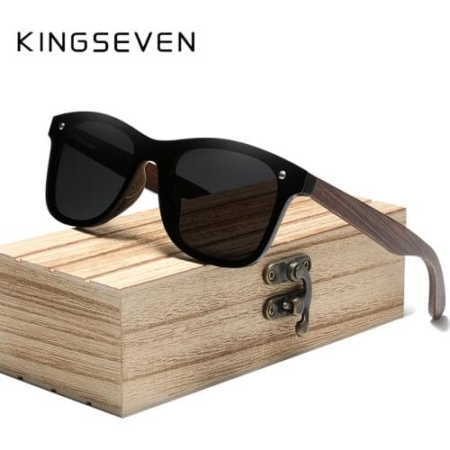 KINGSEVEN Brand Design New Technology Handmade Blackened Bamboo Men Women Sunglasses Mirror Polarized UV400 Lens Eyewear 5504