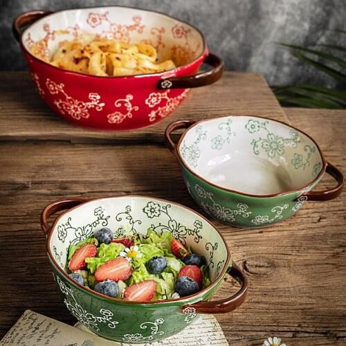 Japanese-style creative hand-painted soup bowl for household large bowl of ceramic salad bowls soup bowl and instant noodle bowl