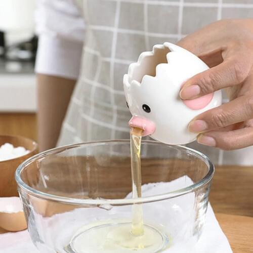 Creative Cartoon Chicken Egg Yolk White Separator Ceramics Ceramic Cartoon Chick Egg Separator Dining Cooking Kitchen Gadget