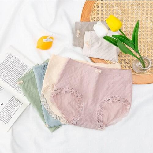 Lace Slimming Buttocks Mid-Waist Panties Womens Soft And Breathable Seamless Briefs Graphene Bottom Antibacterial Underwear
