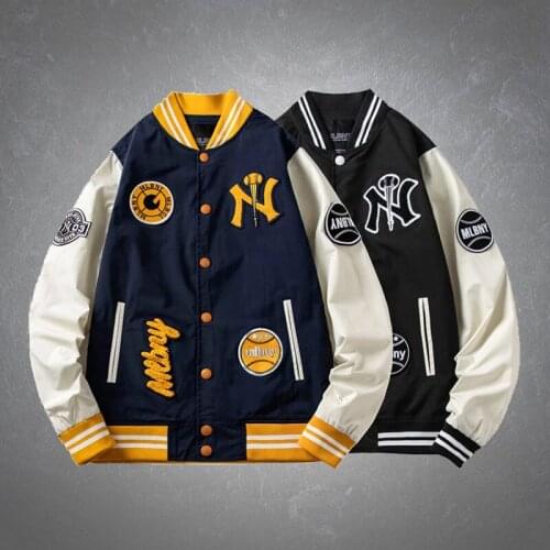 Embroid Baseball Jacket Men Spring&Autumn Furry Letter Patchwork Jackets Male Bomber Streetwear Unisex Couple Boyfriend Uniform