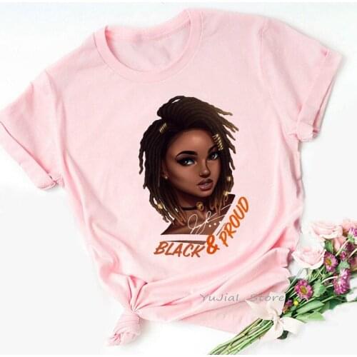 Black girl Curly Hair Print Fashion Lady T-shirt 2021 Summer Women Clothes Harajuku Casual Female Tshirt Melanin Tee Shirt