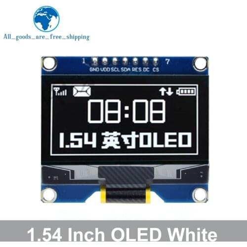 TZT 1.54 inch 7PIN White Blue OLED Screen Module SSD1309 Drive IC Compatible for SSD1306 SPI Interface 128*64