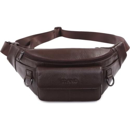 Men Genuine Leather Cowhide Waist Belt Bags Pouch Cross Body Bag Natural Skin Hip Bum Sling Chest Fanny Pack