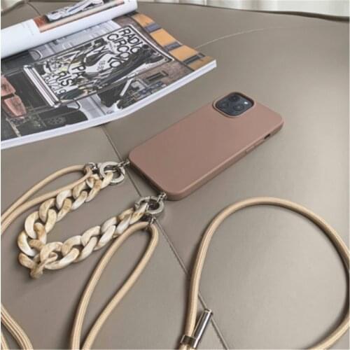 Luxury Marble Amber Bracelet Necklace Lanyard Phone Case For iPhone 11 12 Pro Max X XS XR 7 8 Plus SE 12Mini Soft Silicone Cover