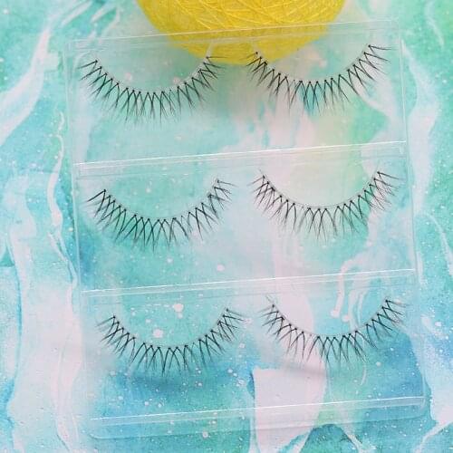 YOKPN Natural Sharp Tail Japanese False Eyelashes Handmade Thick Short False Eyelashes Cross-curling Simulation Segmented Lashes