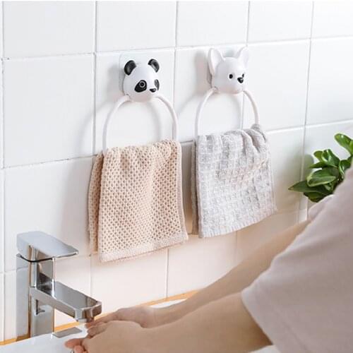 New ABS Cartoon Animals Towel Rack Wall-Mounted Bathroom Toilet Child Hanging Towel Holder Hanger Home Kitchen Towel Rack Ring