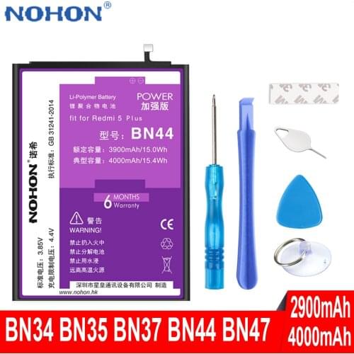 Original NOHON BN44 Battery For Xiaomi Redmi 5Plus 5 Plus Cell Phone Replacement Free Tools