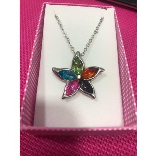 Austrian crystal Bauhinia five leaf leavependant necklace fashion jewelry accessoriedropshipping lover gift girl women