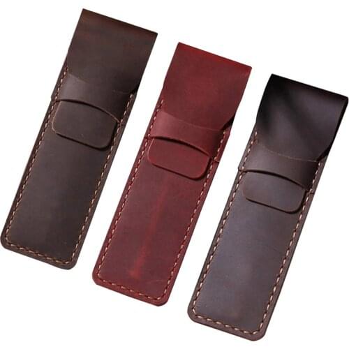 Genuine Leather Handmade Pen Pencil Bag Retro Vintage Case For Travel Journal Office School Writing Supplies Gift Stationery