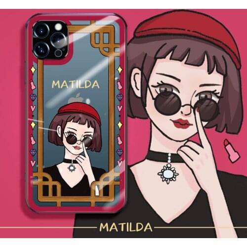 ASINA Transparent Tempered Glass Case for iPhone 11 12 Pro Max 12 Mini XS XR X Fashion Cartoon Cover For iPhone 7 8 Plus SE 2020