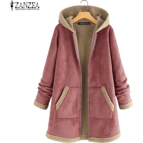 Fluffy Hooded Coats Womens Patchwork Jackets Winter 2021 Casual Outwear Female Long Sleeve Solid Fleece Zipper Parkas Oversized