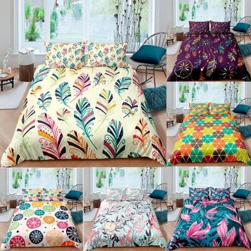 Plants Geometric Cartoon Duvet Cover Set 3pcs Kids Printed Bedding Set Quilt Cover Comforter Case King Queen Size Home Textile