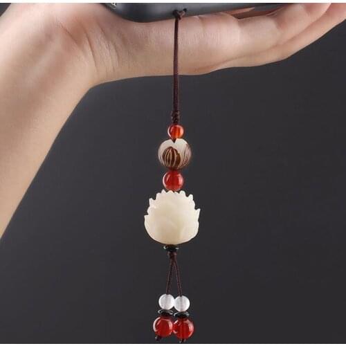 Handmade Bodhi lotus mobile phone pendant ensure safety pendant rope phone chain men women creative Chinese style jewelry