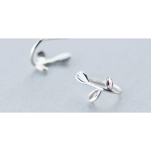 DAIWUJAN Simple 925 Sterling Silver Fashion Leaves Ear Clip Earrings Hook Earrings For Women Fine Jewelry Party Bijoux