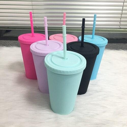 50pcs/Lot 6 Colors Acrylic Cone Tumbler Double Wall Insulated 16oz Water Cup With Lid Straw Portable Travel For New Year Gift