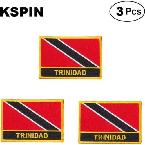 Trinidad-Tobago Rectangular Shape Flag patches embroidered flag patches national flag patches for clothing DIY Decoration