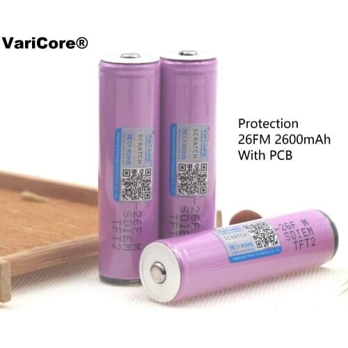 VariCore Protected 100% New Original 18650 ICR18650-26FM 2600mAh Li-ion 3.7v Battery With PCB For Flashlight ues