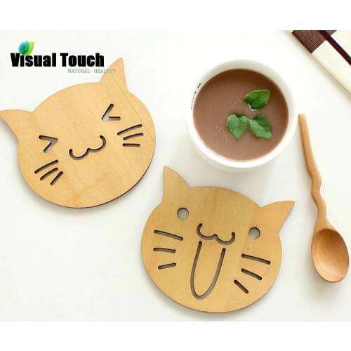 Visual Touch Cute Animal Hollow Wooden Carved Cup Mug Coasters Pad Bar Tea Coffee Mat Holder Gift 8 Styles