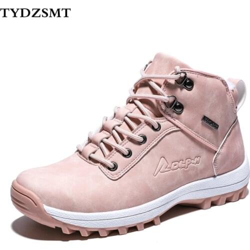 TYDZSMT Women Ankle Snow Boot Winter Warm Plush New Wedges Rubber Platform Faux Suede Lace Up Sexy Pink Ladies Shoes Botas Mujer