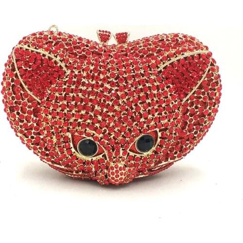 Animal bridal designer clutch women evening party bag diamonds cat shape crystal purses bridal wedding party crystal clutches