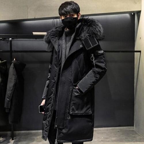 Winter Mens Long Loose Casual Parkas Coat Hooded Fur Collar Thick Warm Outwear C9