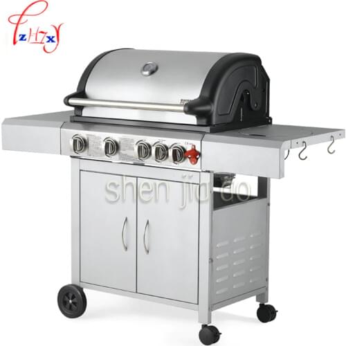 ZS-032 Outdoor/Household Gas Stove Stainless Steel Multi-function Four-grid Grill Exports, 4 Stoves 1pc
