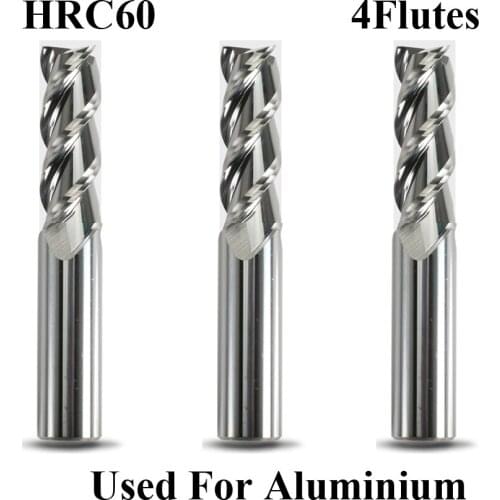 1mm 1.5mm 2mm 3mm 4mm OD 50mm Length HRC60 Tungsten Solid Carbide 4 Flute Flattened CNC Cutting Tool End Milling Cutter For AL