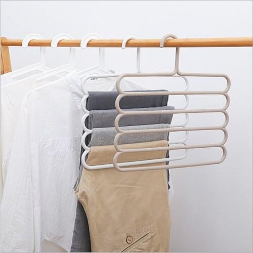 1pc 5-layer multifunctional pants rack household non-slip white plastic tie multi-layer Organizer Storage Rack