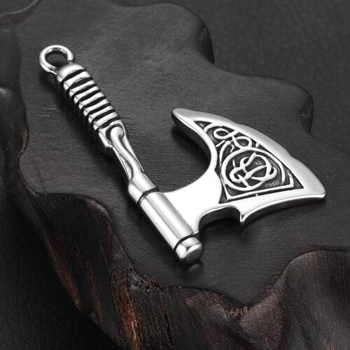 Stainless Steel Viking Axe Large Charms Bracelet Hooks Clasp DIY Accessories Pendant Findings Jewelry Making Supplies Vintage