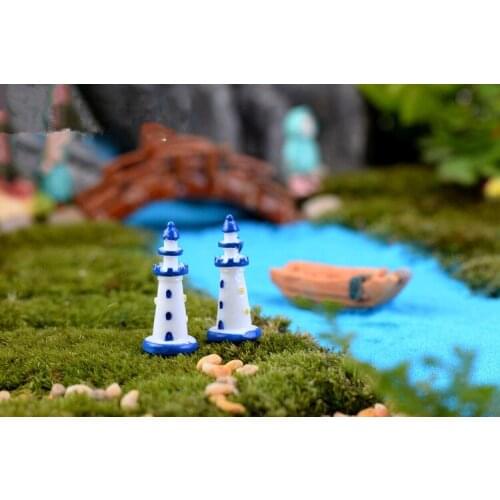 2pcs/lot Decor Lighthouse Figurines Metal Craft Lighthouse Beacon Home Decoration Maritime Navigation Night Light House KS 037