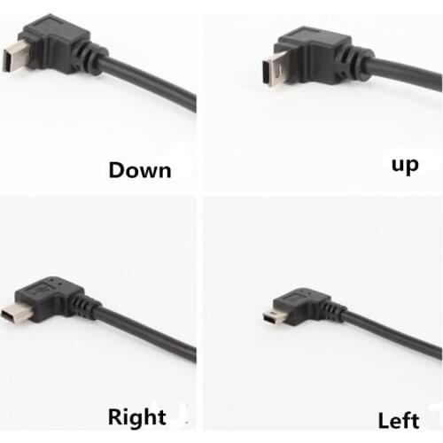 25CM 90 Degree Right & Left & Up & Down Angled Mini USB 2.0 5Pin Male to Female Extension cable Mini-usb for GPS Receiver