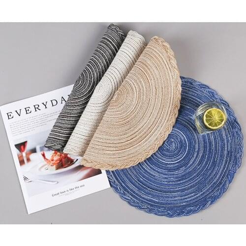 38cm Woven Round Placemat Table Mat Pad Heat Resistant Bowls Coffee Cups Coaster Tableware Mat Home Decoration Kitchen Tools