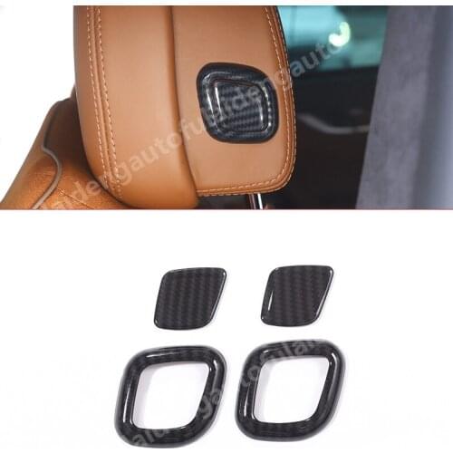 4pcs For Maserati Levante 2016-2020 Silver ABS Carbon Fiber Headrest Adjust Button Cover trim Car Styling Accessories