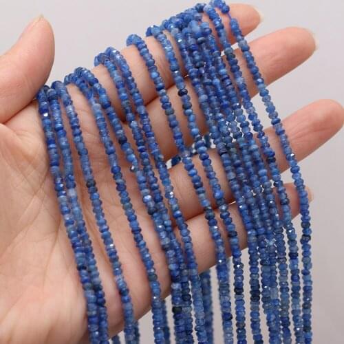 New Faceted Small Beads Natural Crystal Blue Quartzs Stone Beads for Women Jewelry Making Bracelet Necklace Size 3x2mm