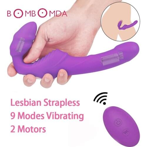 Dildo Vibrator Adults Strapless Strapon Women 9 Speed Double Vibrating Lesbian G Spot Silicone Adult Sex Toys For Female Couple