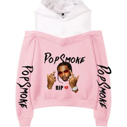 Rapper Hip Hop Pop Smoke Women Hoodie Sweatshirt Streetwear Hip Hop Long Sleeve Sexy Off Shoulder Fleece Hooded Jacket