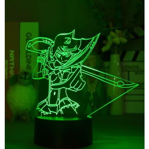 Kill La Kill Anime Light Figurine Ryuko Matoi 3D Night Light Bedroom Decor LED Sensor Desk Lamp Cool Manga Collection Table Art