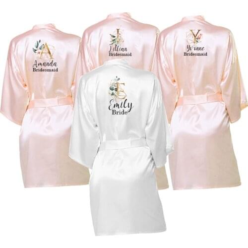 Black Text 7 Colors Kimono Bridal Pajamas Wedding Robe Bridesmaid Matron Maid of Honor Robes Bride Squad Gifts