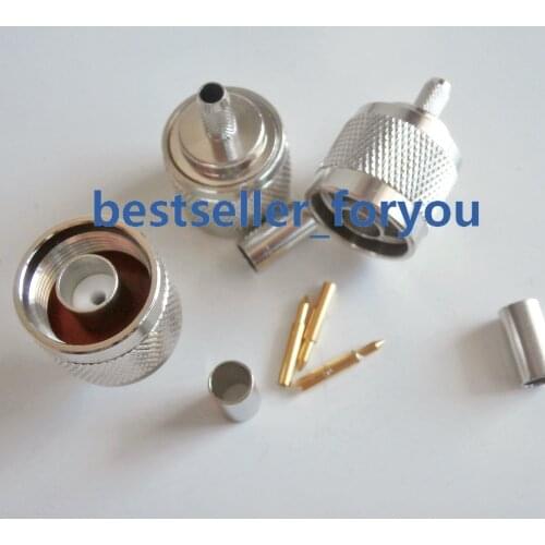 N type RF Coaxial Connector 50-3 N-Type Male Connector Crimp for RG58 RG142 RG400 LMR195 cable free shipping