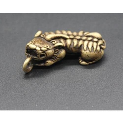 Collection Chinese Brass Carved God Beast Pixiu Brave Troops Exquisite Small Pendant Statues