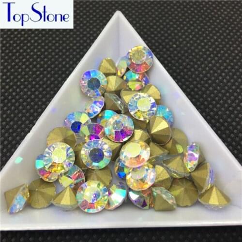 TopStone (SS38) 8mm 144pcs Round Glass Chatons Point Back Loose Rhinestones for Diy Jewelry Watch