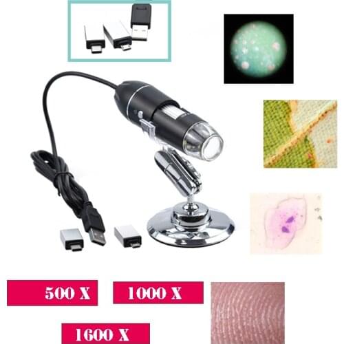 Microscope Handheld Portable Digital Microscope 3 USB Interface Magnification 500X 1000X 1600X Adjustable Microscope Mini Camera