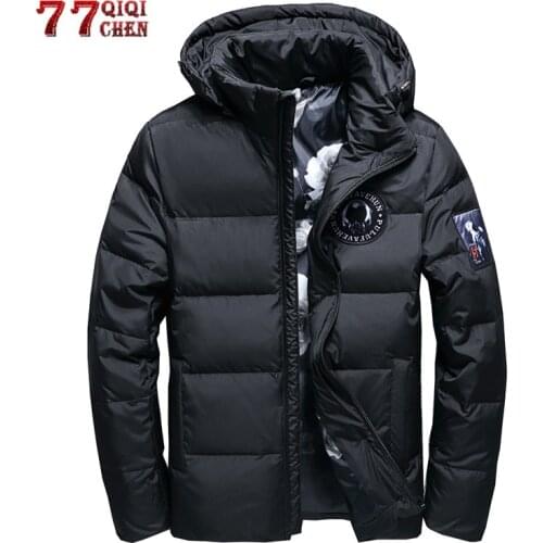 Mens Winter Down Jacket Thermal White Duck Down Parkas Hooded Coats Thick Warm Outwear Puffy Windbreaker Jacket Doudoune Homme