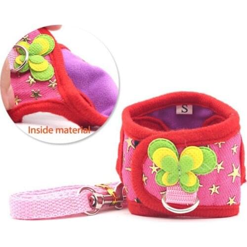 Pet Dog Cat Harness And Leash Set Adjustable Dog Leash Exquisite Butterfly Printed Decoration Outdoor Walking Supplies