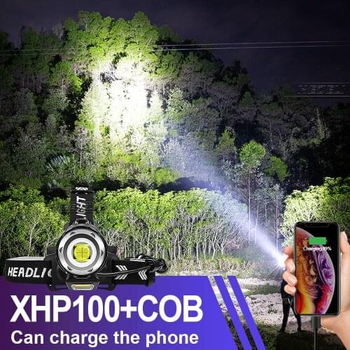 400000LM xhp100 usb rechargeable 18650 headlamp led torch COB headlight super bright searchlight lamp XHP50.2 XHP70.2