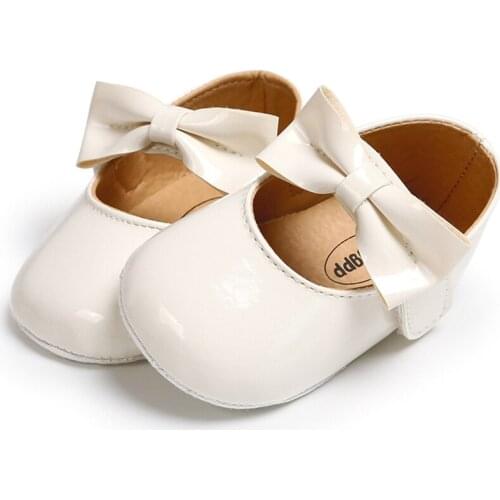 Newborn Baby Girl Anti-slip Bling Crib Pram Shoes Anti-slip Bow Solid Leather Soft Sole Prewalker Soft Sole Prewalker Hot