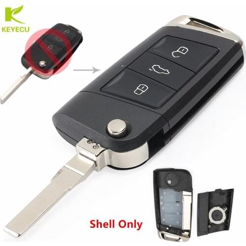 KEYECU Relacement New 3 Buttons Modified Folding Flip Remote Key Shell Cover for Volkswagen Golf 7 Jetta Passat Beetle Polo Bora